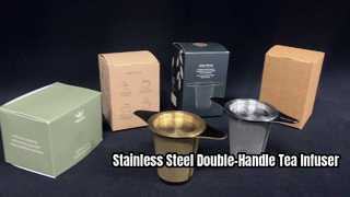 স্টেইনলেস স্টীল ডাবল-হ্যান্ডেল চা ইনফিউসার ফিল্টার পাতা ছাঁকনি